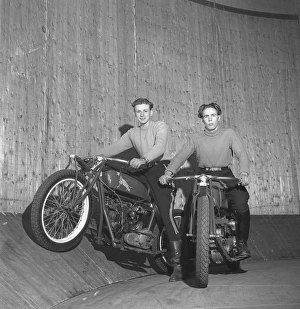 Vintage Motorcycle Stunts Prints: Wall of death 1949