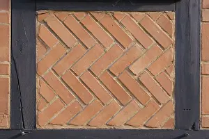 Red Brick Architecture Europe Prints: Wall with half-timbering and bricks