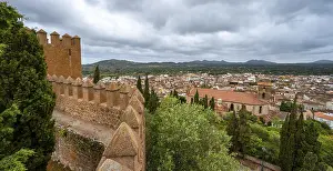 Deserted Fortress Spain Prints: Wall of the old castle with tower
