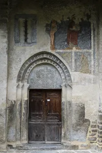 Mountain Landscape Prints: Wall Paintings of Hell and the Devil Print, Mont Village Church