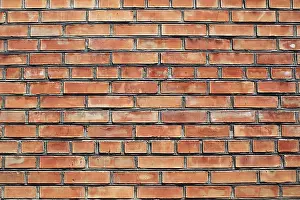 Red Coloured Bricks Prints: Wall of red bricks