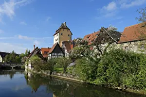 Half Timbered House Germany Prints: Wassertor Gate on the Pegnitz River
