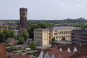 Central Europe Towers Prints: Wasserturm, Oberschule am Wasserturm