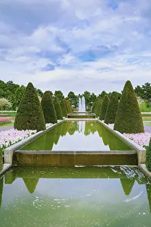 Waterfall In The Countryside Prints: Water cascade in the park in spring