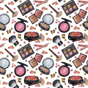 Watercolour Painting Art Prints: Watercolor make up seamless pattern