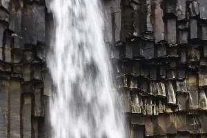 Icelandic Natural Landmarks Prints: Waterfall, basalt columns, winter