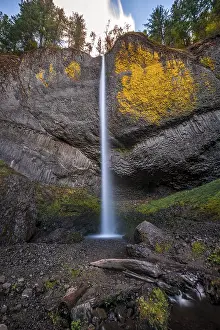 Long Exposure Waterfalls Prints: Waterfall in front of basalt rock