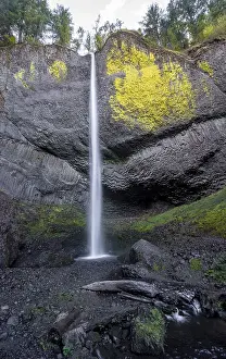 Long Exposure Waterfalls Prints: Waterfall in front of basalt rock