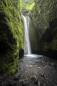 Deserted Waterfall In Europe Prints: Waterfall, Nauthusagil Gorge