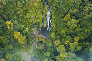Waterfall In Jungle Prints: Waterfall in the rain forest. View from above