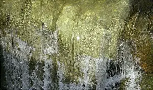 Deserted Waterfall Landscape Prints: Waterfall river texture, green background