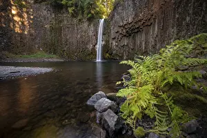 Basalt Columns Prints: Waterfall, rock face with basalt columns