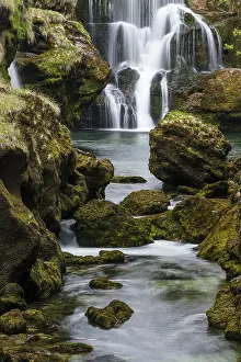 Oberosterreich Travel Destinations Prints: Waterfall at the Traunfall, Upper Austria, Austria