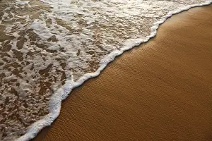 Wave Crashing Shoreline Prints: Wave surging on sand on beach