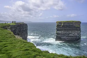Irish Coastline Images Prints: Waves blaze against the Dun Briste Sea Stack at Downpatrick Head