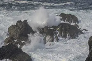 European Nature Images Prints: Waves blazing against cliffs, Ballaghboy