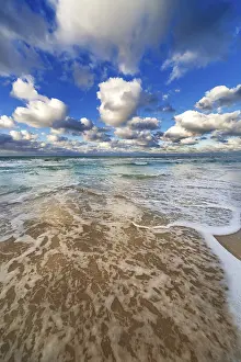 No People Beach Scene Prints: Waves lapping on the sandy beach