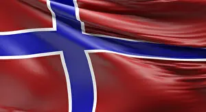 Norway Flag Prints: Waving flag of Norway using as background