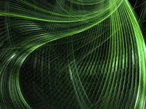 Digital Art Prints: Wavy Fractal Print - Glossy Metallic Background