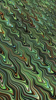 Computer Generated Image Prints: Wavy fractal background - computer-generated image