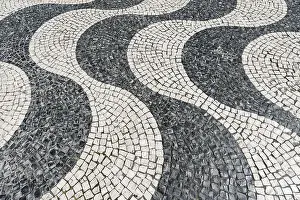 Wavy Pavement Pattern Prints: Wavy pattern in pavement, black and white