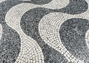 Wavy Pavement Pattern Prints: Wavy pattern in pavement, black and white