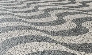 Wavy Pavement Pattern Prints: Wavy pattern in pavement, black and white
