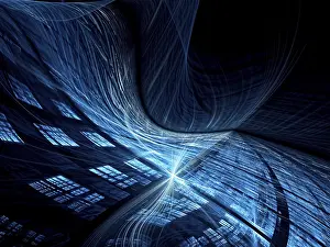 Virtual Reality Concept Prints: Wavy tech background - abstract computer-generated image