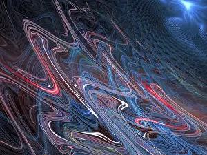 Fractal Background Prints: Wavy technology fractal background - abstract computer-generated image