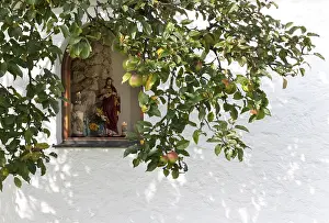 Upper Austria Travel Photography Prints: Wayside chapel, window, apple tree