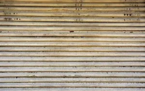 Empty Austrian Villages Prints: Weathered old shop window shutter