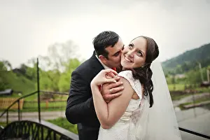Marriage Celebration Prints: Wedding couple at the small bridge