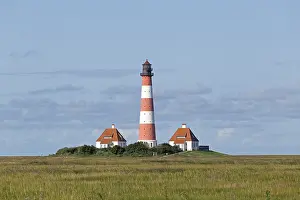 Cloudy Sky Photography Europe Prints: Westerhever Lighthouse with cloud sky