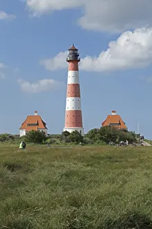 Westerhever Lighthouse Prints: Westerhever Lighthouse with cloud sky