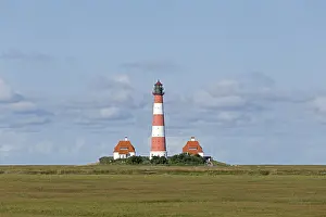 Northern Germany Landmark Prints: Westerhever Lighthouse with cloud sky
