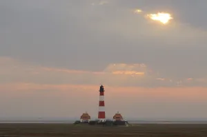 Westerhever Lighthouse Prints: Westerhever lighthouse at sunset