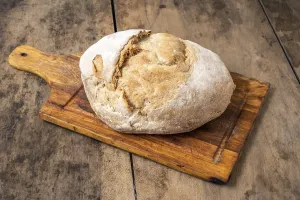 Empty Rustic Kitchen Scene Prints: Wheat bread on a wooden rustic table