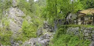 Mill wheel and waterfall at the old mill