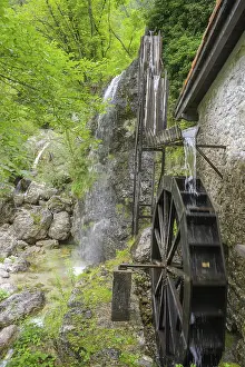 Mill Wheel and Waterfall Print, Tramonti di Sopra, Italy
