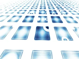 Electronic Computer Hardware Prints: White and blue perspective background - computer-generated image