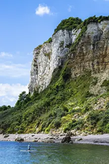 Prints of White Cliff from a drone, Jurassic Coast, Seaton, Devon, England, United Kingdom Seaton Prints: White Cliff Print, Jurassic Coast, Seaton, Devon