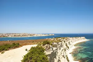 Rocky Shoreline Scenery Prints: White cliffs at the coast of Malta