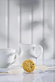 Deserted Breakfast Table Prints: White coffee items on table