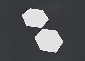 Blank Business Card Template Prints: Two white hexagons on a gray background
