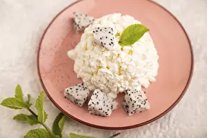 Selective Focus Food Image Prints: White Сottage cheese, Curd