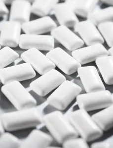 Medicinal Plant Photos Prints: White rectangular chewing gum on grey