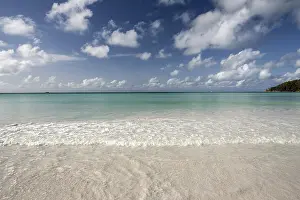 Sandy Ocean Beach Vacation Prints: White sandy beach Anse Volbert
