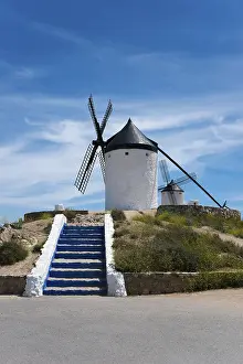 White Windmill Spain Prints: White windmill against a blue sky
