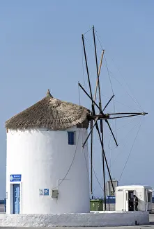 Aegean Sea Greece Prints: White Windmill, Paros, Cyclades
