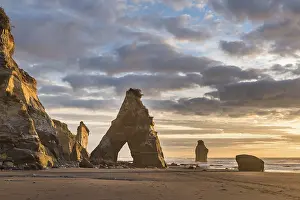 New Zealand Coastal Scenery Prints: Whitecliffs rock formation, sunset